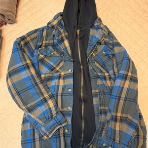 Legendary Whitetails Blue and Tan Plaid Shirt Jacket